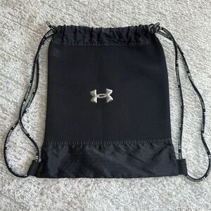 Under Armor Rich Black Drawstring- Sturdy, Thick Lined Mesh Backpack Bag